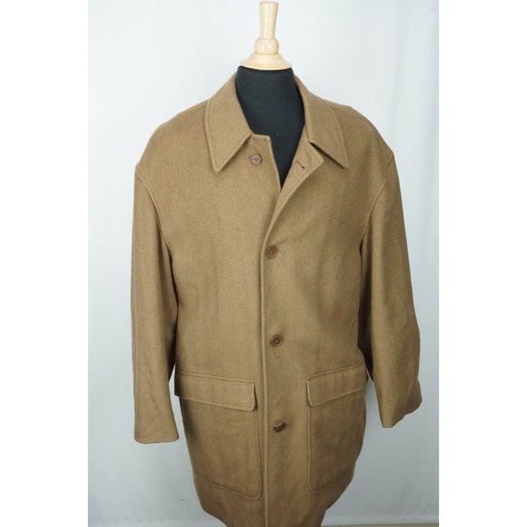 Hickey Freeman Stadium Jacket Cashmere Blend Brown Herringbone Coat Sz 40R